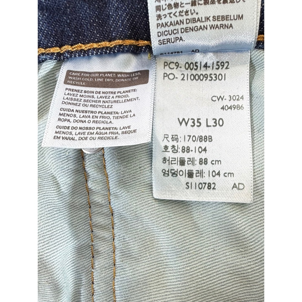 Levis 514 Straight Fit Mens Jeans 35x30 Dark Wash Indigo Blue Denim Classic - Picture 7 of 10